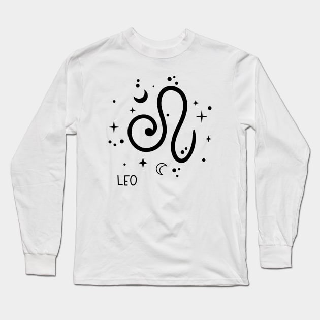 Leo Celestial Zodiac Sign Symbol Long Sleeve T-Shirt by The Cosmic Pharmacist